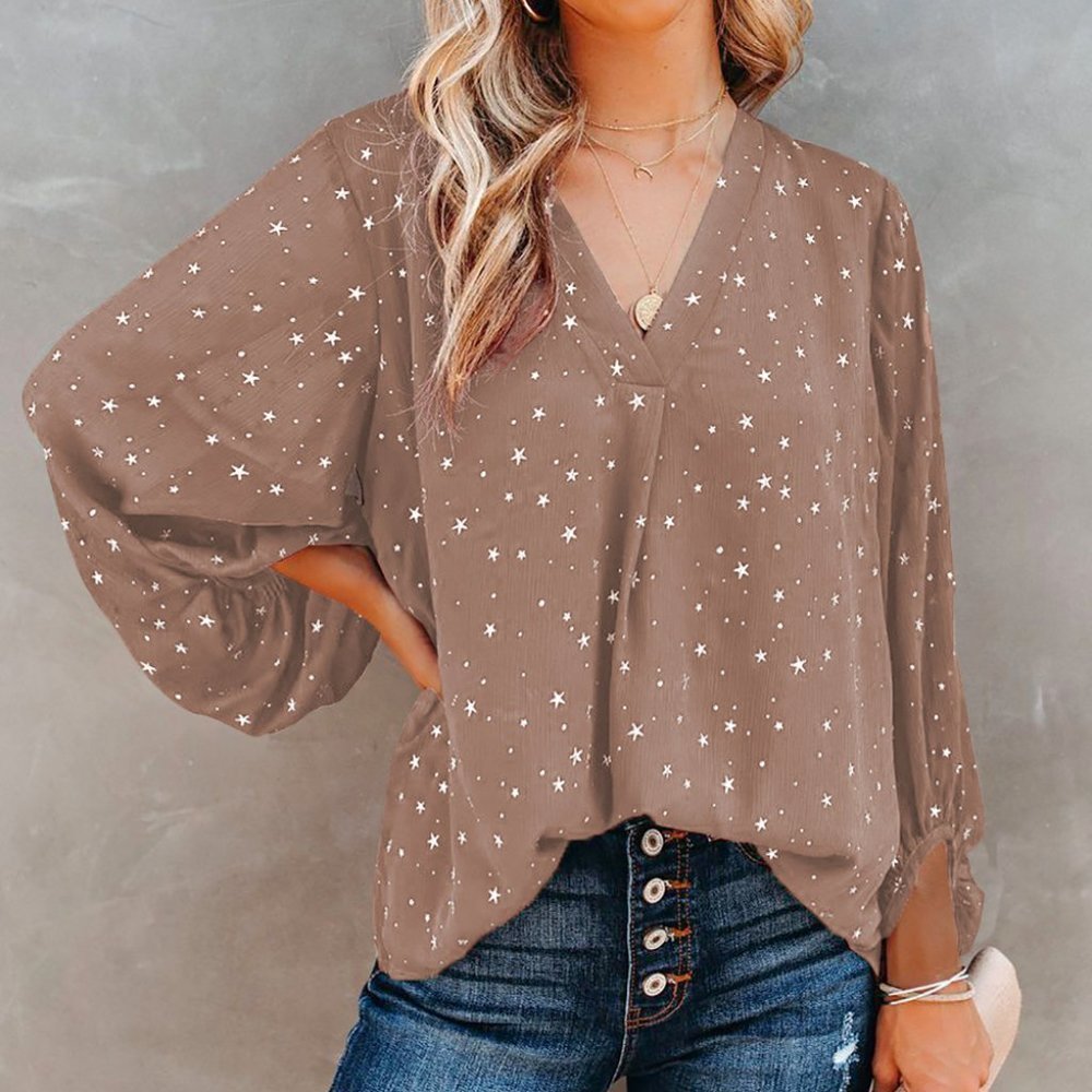 𝅺star Print Billowy Blouse - Picture 3 of 6